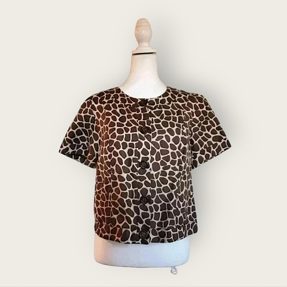 Charter Club Giraffe Print Linen-Blend Safari Jacket Top - Picture 2 of 7